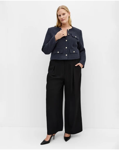City Chic - Plus size Krystal Boucle Jacket - navy