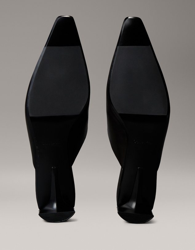 Calvin Klein - Leather Kitten Heel Mules