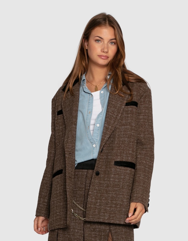 Belle & Bloom - City Noir Tweed Oversized Blazer