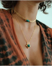 Ottoman Hands - Esther Emerald and Pearl Pendant Necklace
