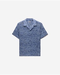 Calibre - Leopard Print Short Sleeved Shirt Blue