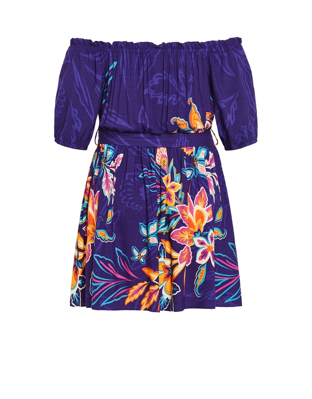 City Chic - Plus size Island Breeze Placement Dress - indigo