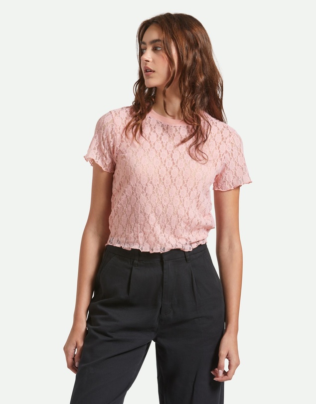 Brixton - Sheer Slim Lace Short Sleeve Top