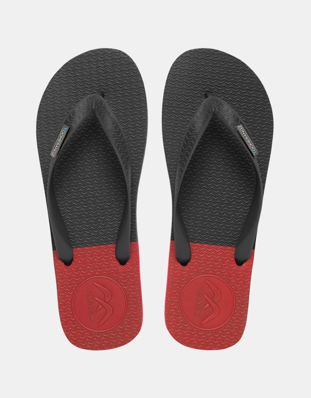 Boomerangz Footwear - Men's Black/Grey/Red Thongs with arch support and 2 x interchangeable straps