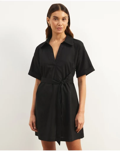 Atmos&Here - Britt Linen Blend Belted Mini Dress