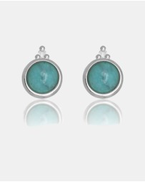Georgini - Natural Turquoise And Two Natural Diamond December Silver Earrings