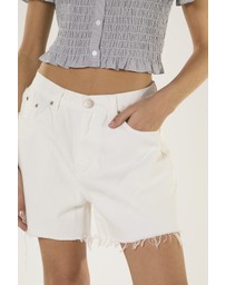Glamorous - Mid Rise Frayed Hem Denim Shorts