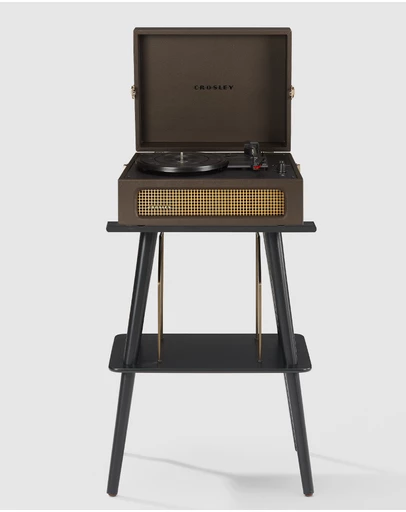 Crosley - Crosley Voyager Bluetooth Portable Turntable + Turntable Stand Bundle - Cocoa