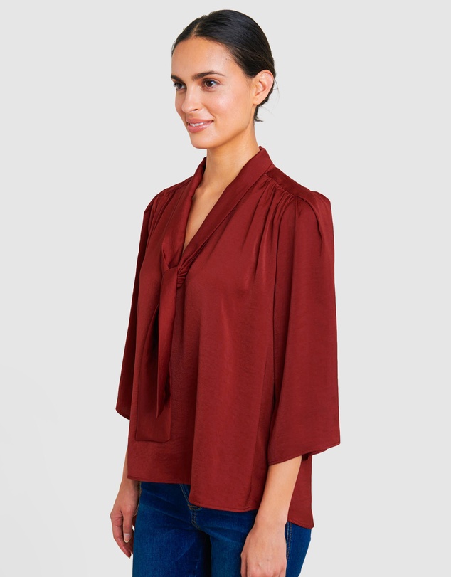 Forcast - Yaretzi Tie Neck Blouse