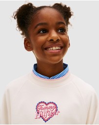 Tommy Hilfiger - Heart Embroidery Drawstring Waist Sweatshirt Dress - Kids