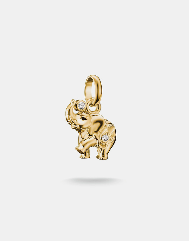 THOMAS SABO - Gold-Plated Elephant Charm with White Zirconia