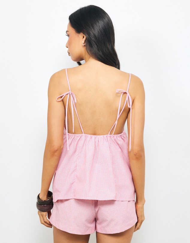 AERE - Zara Ruched Mini Check Top