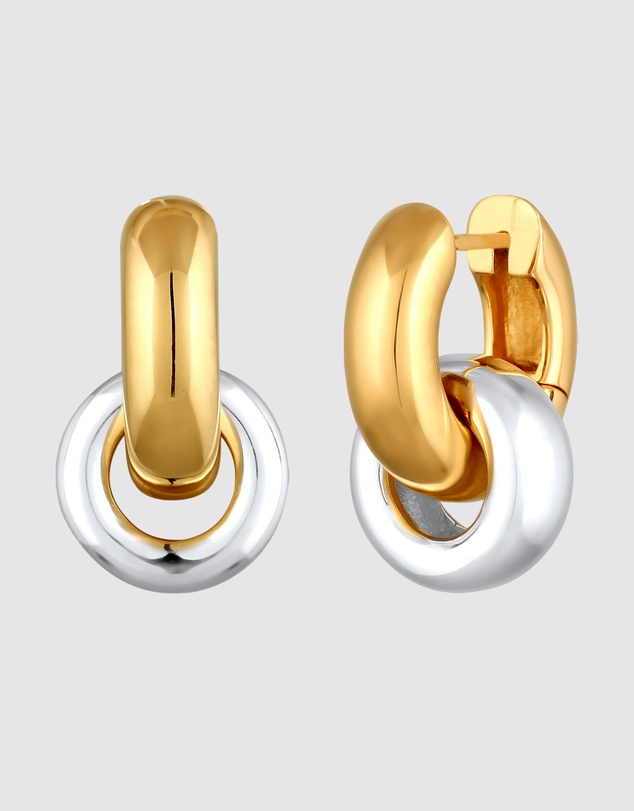 Elli Jewelry - Chunky Hoop Earrings in 925 Silver Bicolor