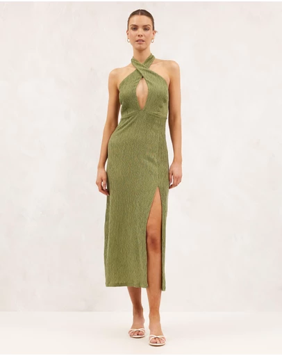 AERE - Textured Halter Midi Dress