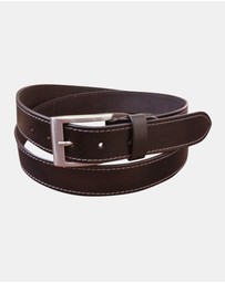 Jacaru - Jacaru 6015 Stitched Leather Belt Brown 35mm