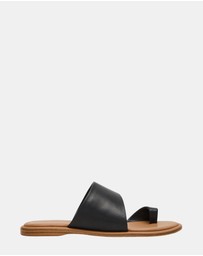 Steve Madden - Zani Black Leather Sandals