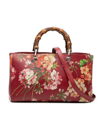 Pre-Loved by Azura Reborn - Pre-Loved Medium Calfskin Blooms Bamboo Shopper Satchel