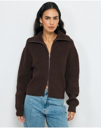 AERE - Clea Organic Cotton Zip Cardigan