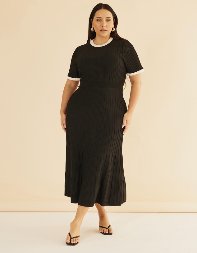 Atmos&Here Curvy - Kendra Contrast Knit Midi Dress