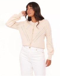 Petal & Pup - Annika Puff Sleeve Cardigan - Cream