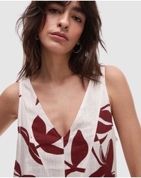 TOPSHOP - Deep V Chuck On Linen Playsuit