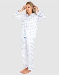Sant And Abel - Women's Blue Palm Tree Long Sleeve Pajama Set
