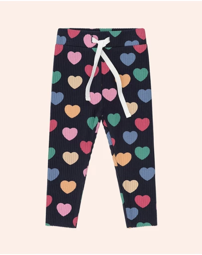 Huxbaby - Multi Hearts Rib Leggings - Babies-Kids