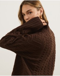 Atmos&Here - Orla Funnel Neck Chunky Cable Knit Jumper