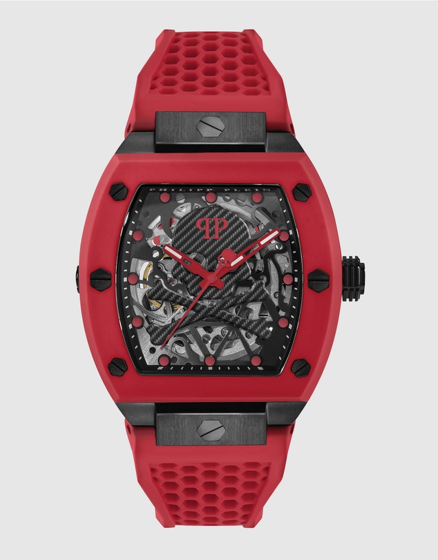Philipp Plein - Skeleton 44mm Red Tone Red Silicone Strap