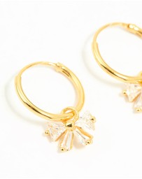 Lovisa - Gold Plated Sterling Silver Cubic Zirconia Bow Huggie Earrings