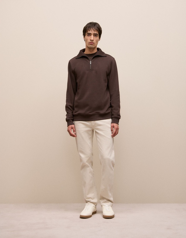 Trenery - Half Zip Sweat in Coffee Bean