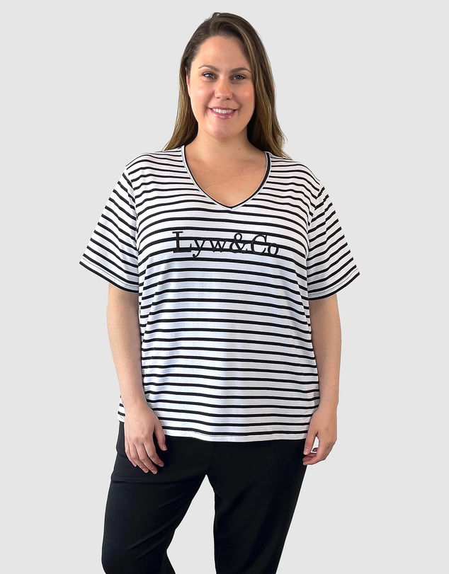 Love Your Wardrobe - LYW & Co Embroidered Stripe Tee