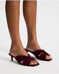 Atmos&Here - Ember Twist Detail Square Toe Suede Heels