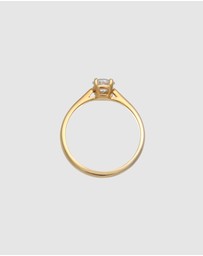 Elli Jewelry - Ring Engagement Solitaire with Moissanite in 925 Sterling Silver Gold Plated