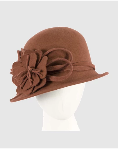Max Alexander - Winter Felt Orange Cloche Hat