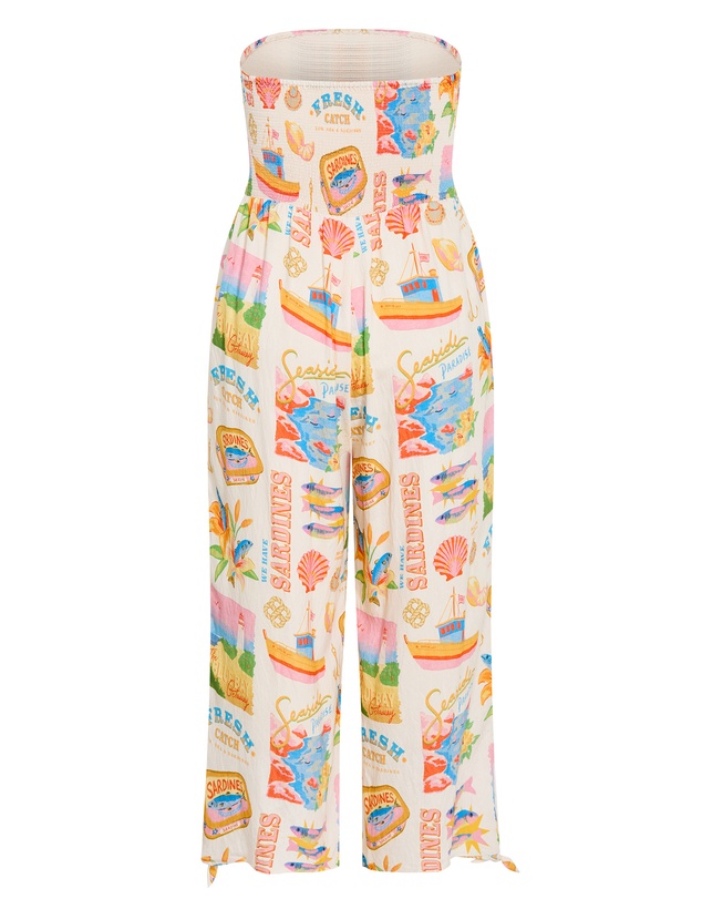 City Chic - Smocked Print Jumpsuit