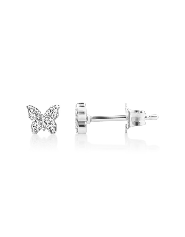 Michael Hill - Mini Butterfly Earrings with Diamonds in Sterling Silver