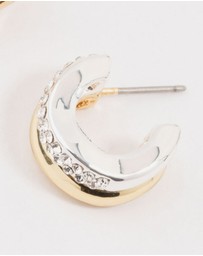 Lovisa - Cubic Zirconia & Clean Wave Hoop Earrings