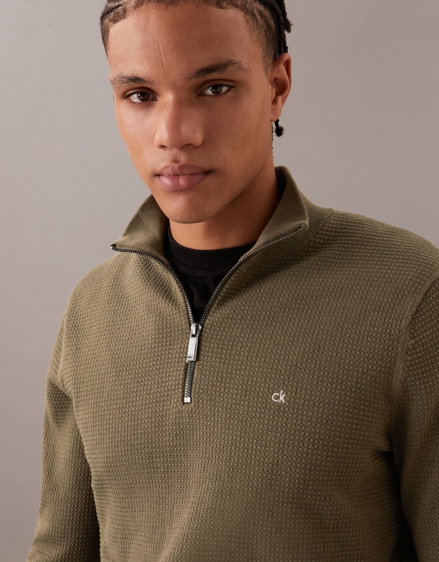 Calvin Klein - Waffle Quarter Zip Jumper