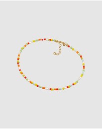 Elli Jewelry - Anklet Glass Beads Colorful with Freshwater Cultured Pearls in 925 Sterling Silver Gold Plated