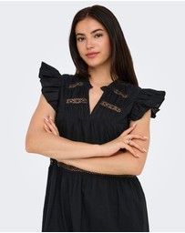 ONLY - Sunny Frilled Cotton Maxi Dress