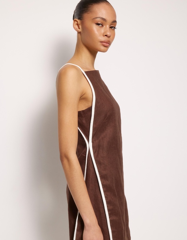 AERE - Tova Contrast Linen Mini Dress