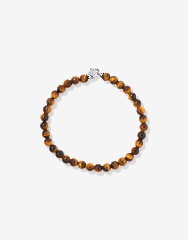 Michael Hill - 6mm Tiger's Eye Bead Bracelet in Sterling Silver