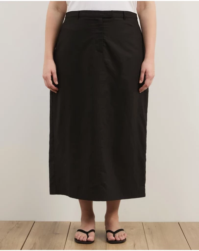 Atmos&Here Curvy - Heidi Linen Blend Midi Skirt