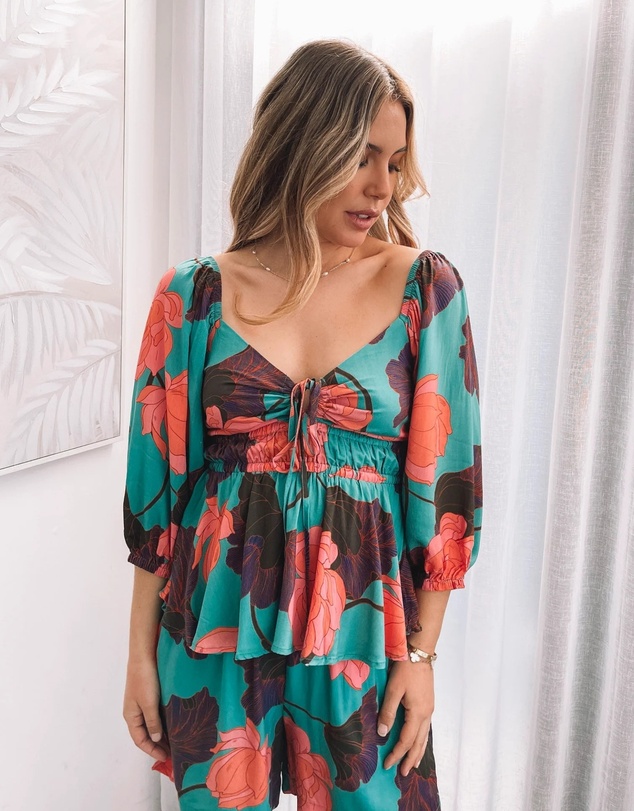 Esther & Co - Conley Top - Botanical Turquoise