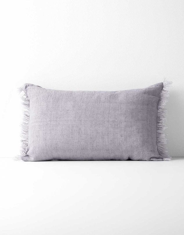 Aura Home - Vintage Linen Fringe Rectangle Cushion