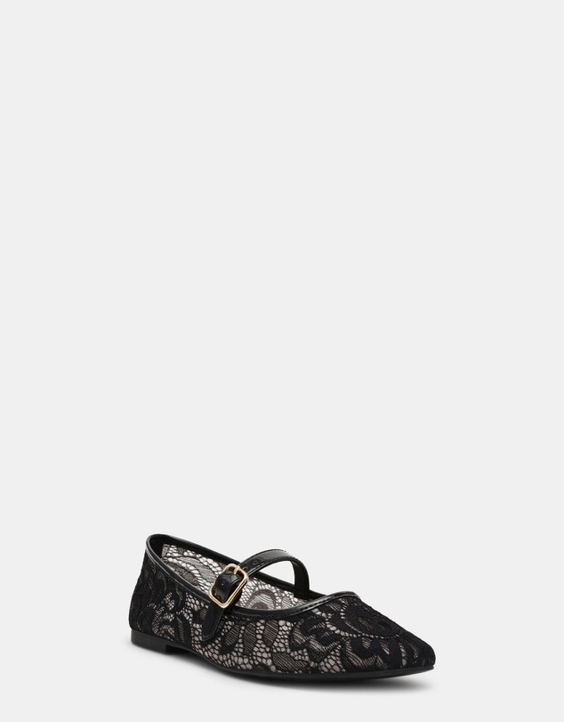 Steve Madden - Wildflower-L Black Lace Flats