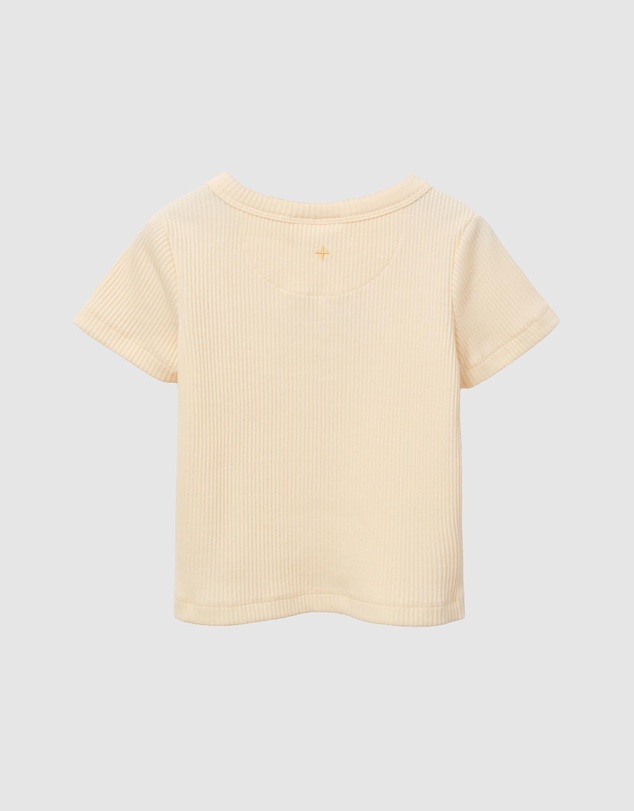 Goldie + Ace - Cotton Elastane Ribbed SS Tee with Embroidered Detail - ICONIC EXCLUSIVE - Babies-Kids