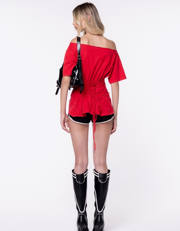 JGR & STN - Ciched Off Shoulder T-Shirt