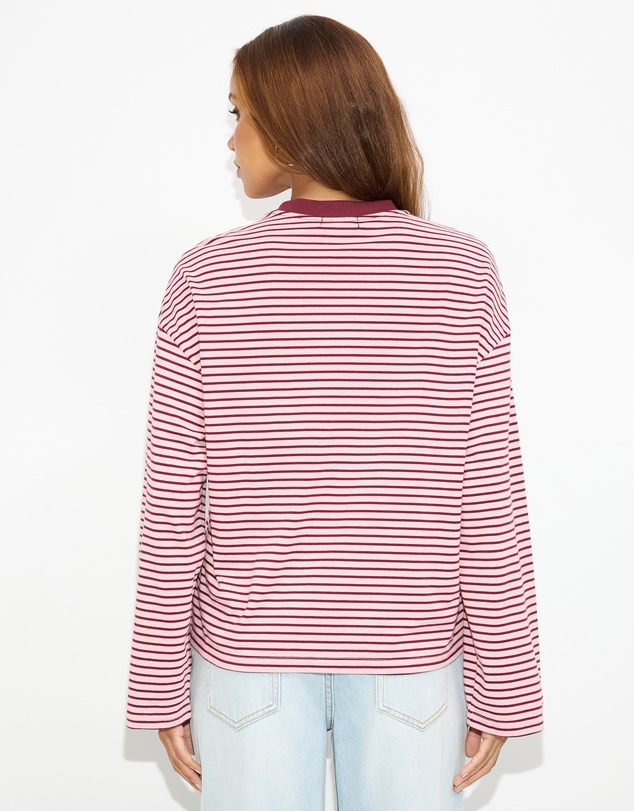 Dazie - Nostalgia Stripe Oversized LS Tee